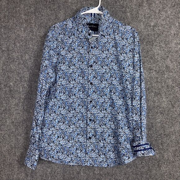 Robert Graham Modern Americana Shirt Mens L Blue Floral woven Tailored Fit - Picture 1 of 11